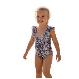 GB Girls Ruffle Animal Print Swimsuit Size 4